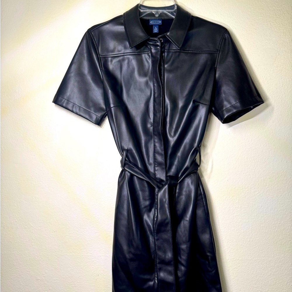 Scoop NYC Black Faux Leather Mini Dress